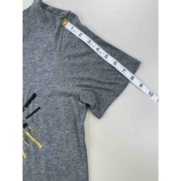 South Parade Sequin Evil Eye Shirt Womens XS Gray Boho Pima Cotton Made In Peru - Picture 10 of 12